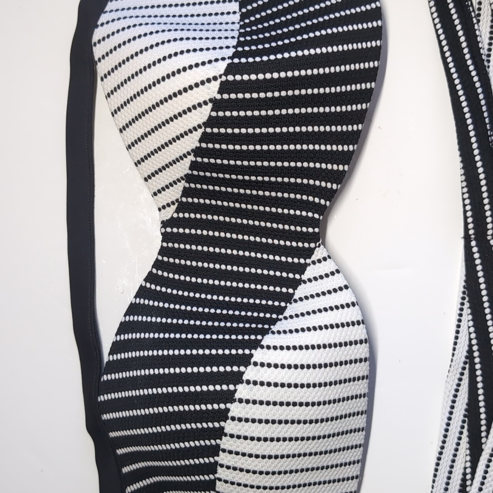 Yamamay Striped Bikini Set 36B Strapless 2pc Black White Crossover Split Waist - Picture 2 of 9
